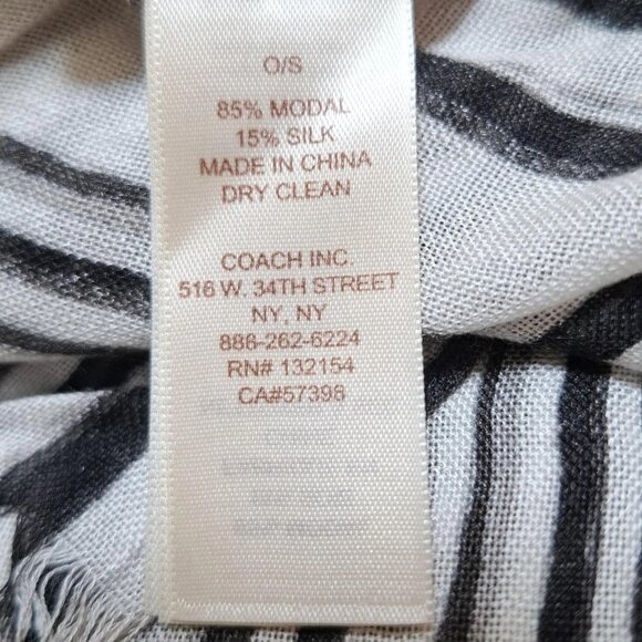 Auth COACH - White Black Modal Silk Scarf - Picture 5 of 5